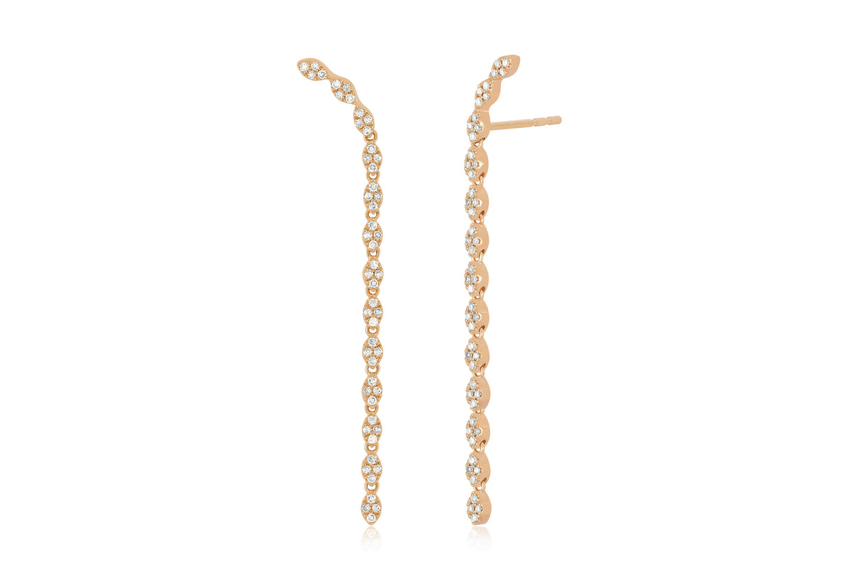 Pave Diamond Marquise Waterfall Earring in rose gold