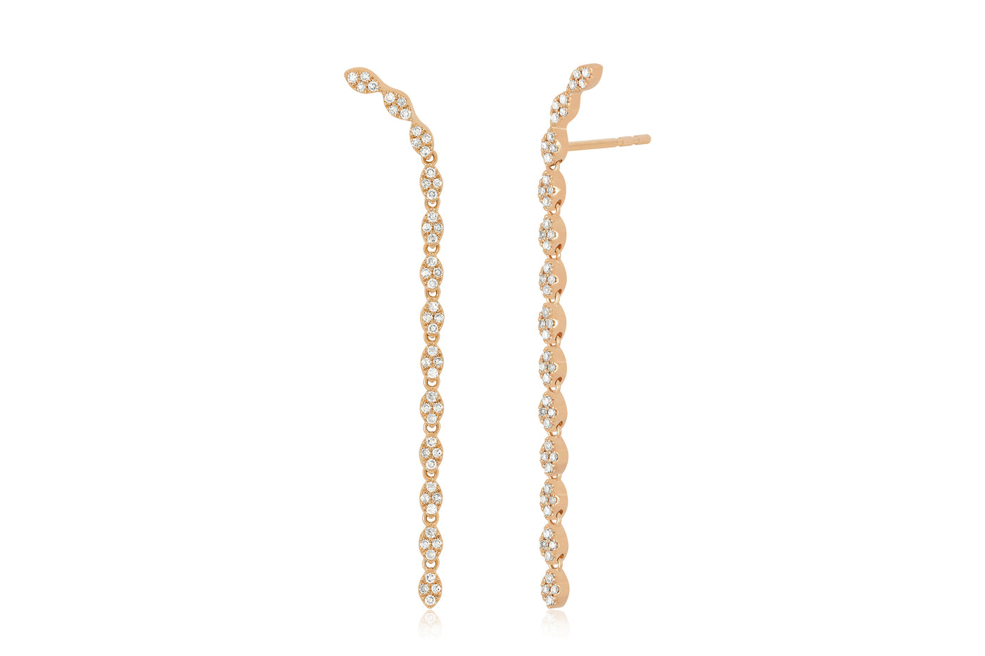 Pave Diamond Marquise Waterfall Earring in rose gold