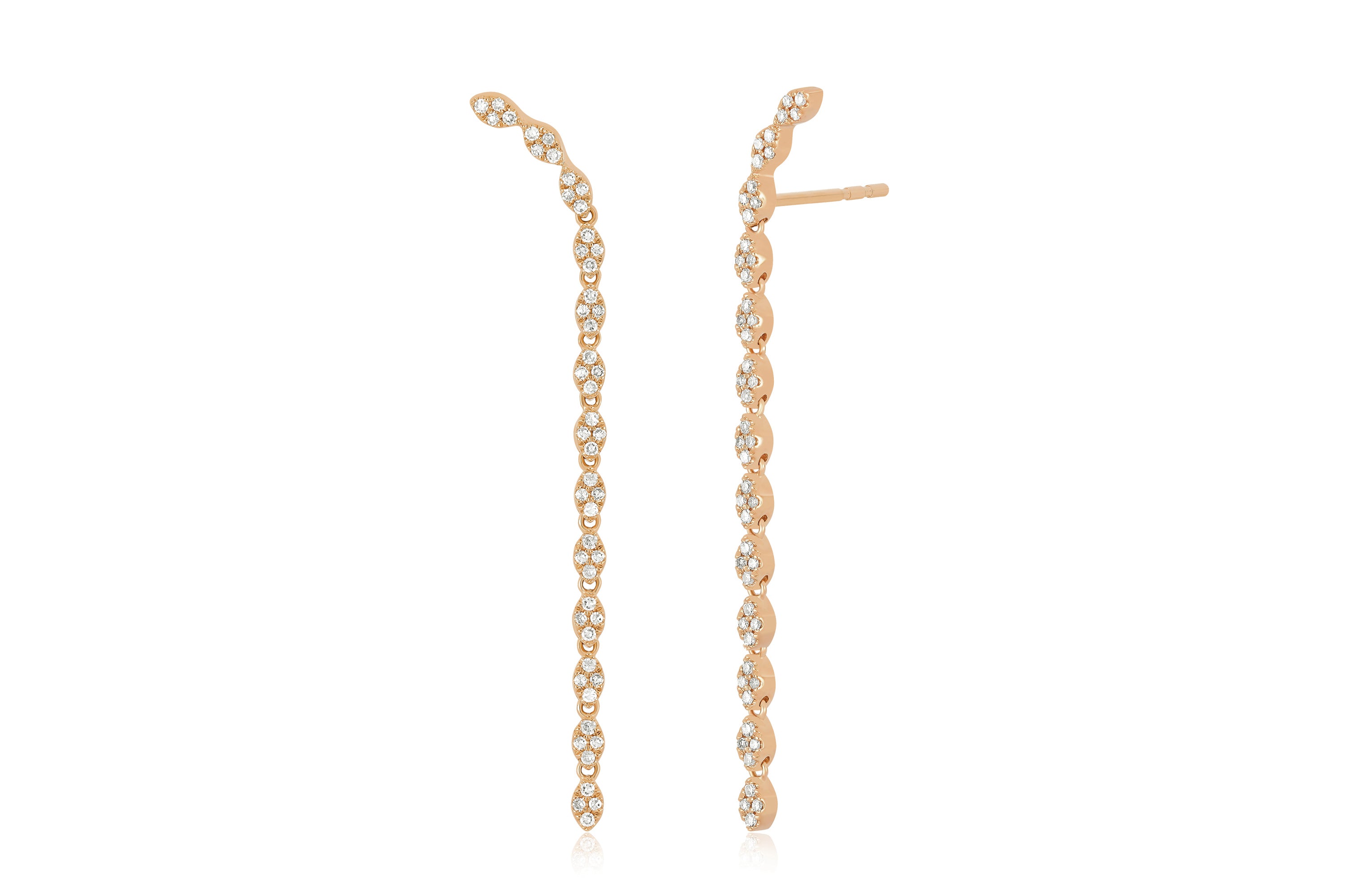 Pave Diamond Marquise Waterfall Earring in rose gold