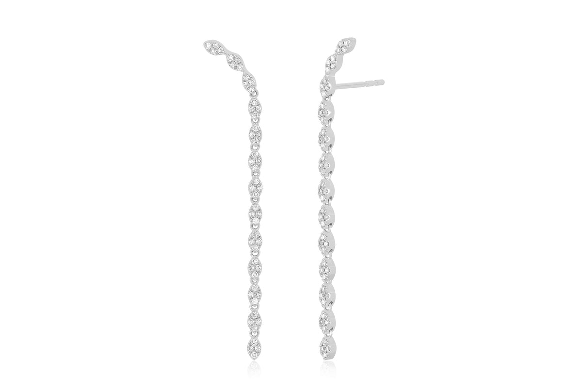 Pave Diamond Marquise Waterfall Earring in white gold