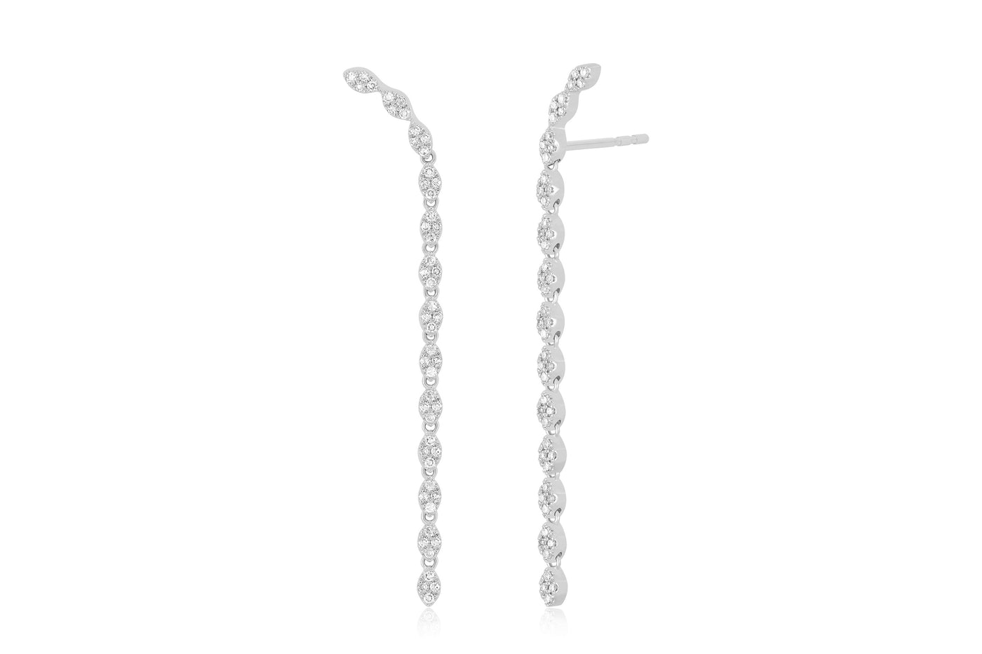 Pave Diamond Marquise Waterfall Earring in white gold