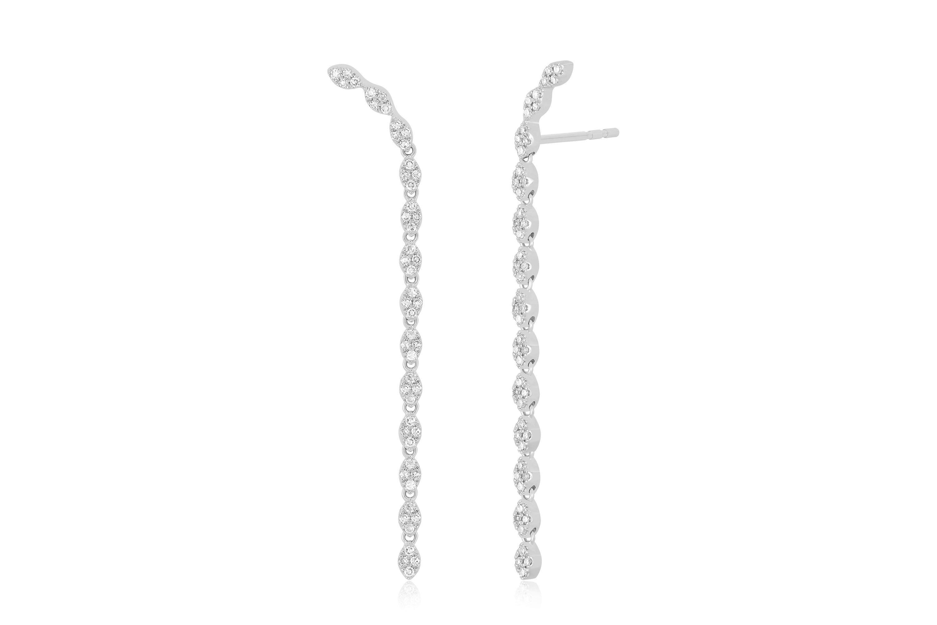 Pave Diamond Marquise Waterfall Earring in white gold