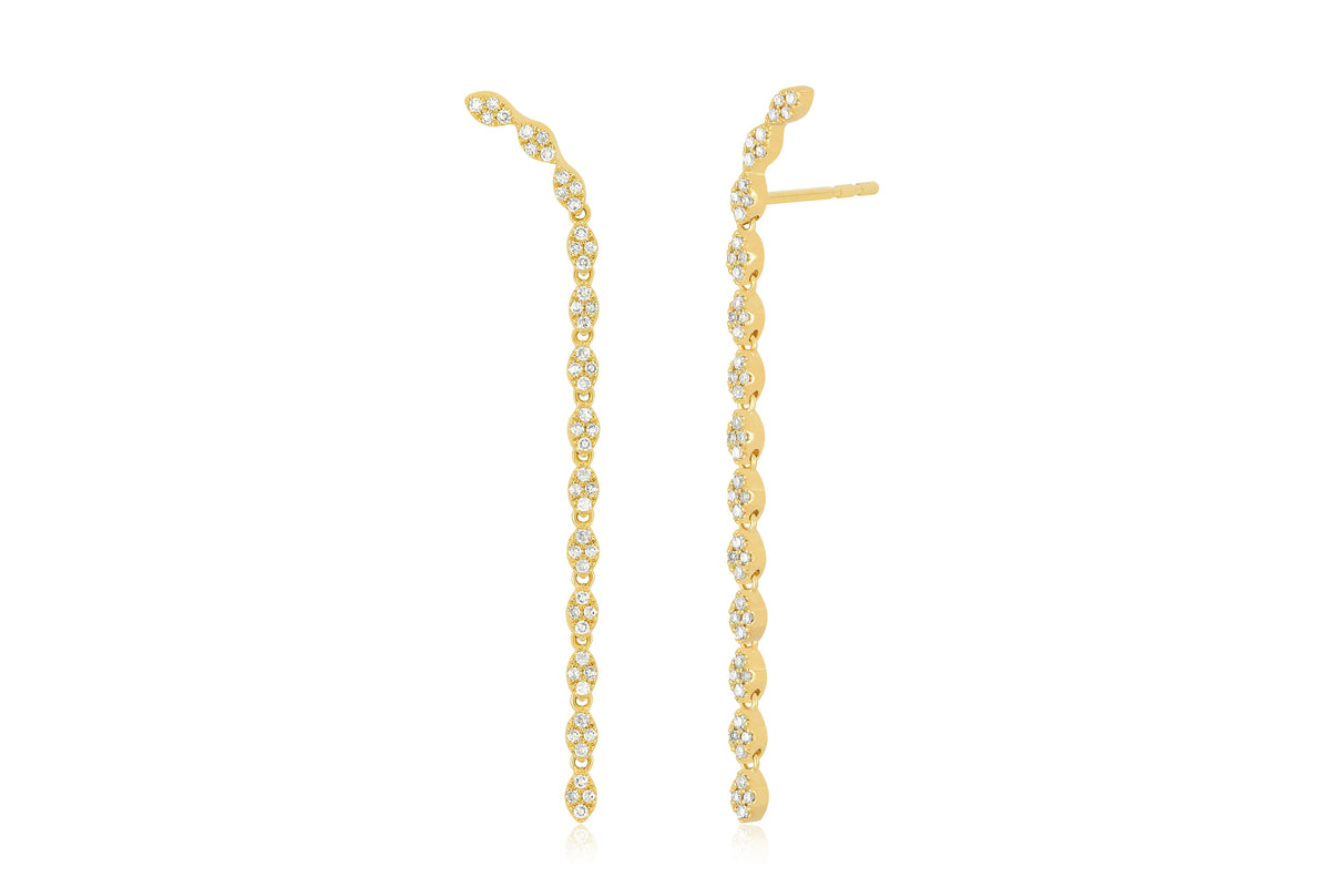Pave Diamond Marquise Waterfall Earring in yellow gold