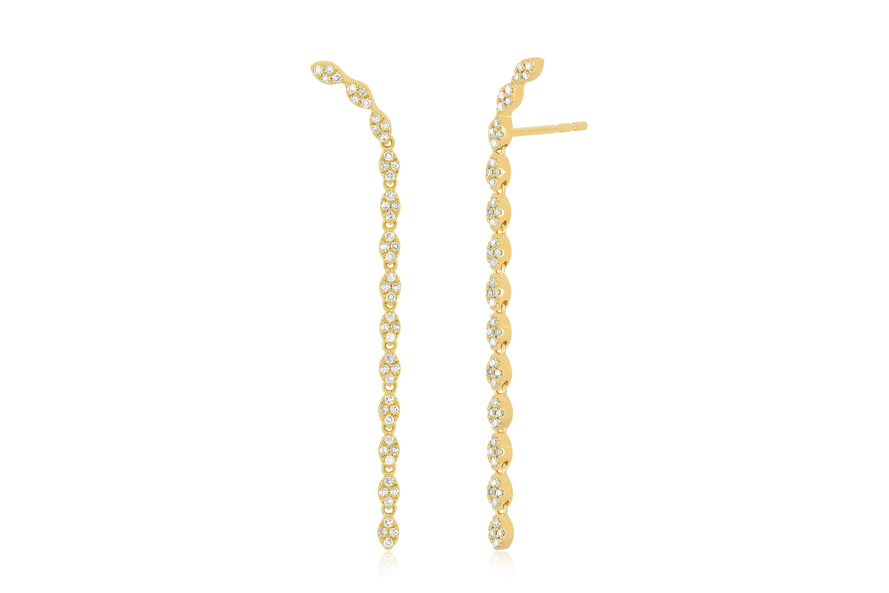 Pave Diamond Marquise Waterfall Earring in yellow gold