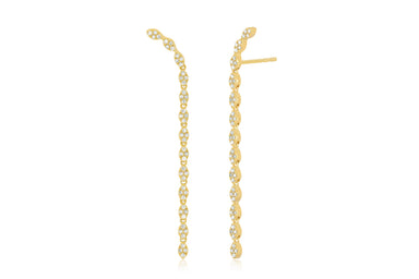 Pave Diamond Marquise Waterfall Earring in yellow gold