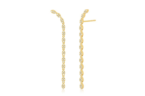 Pave Diamond Marquise Waterfall Earring in yellow gold
