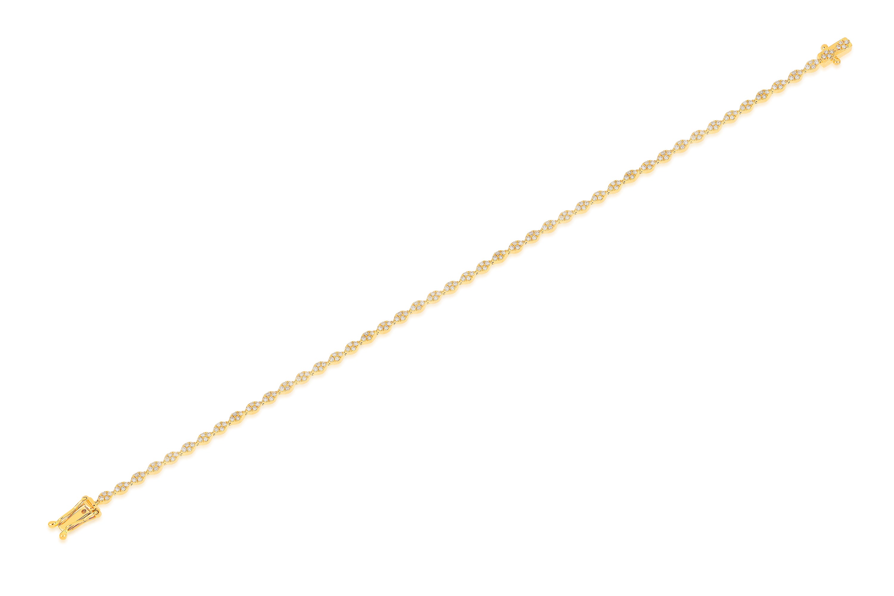 Pave Diamond Marquise Eternity Bracelet in yellow gold