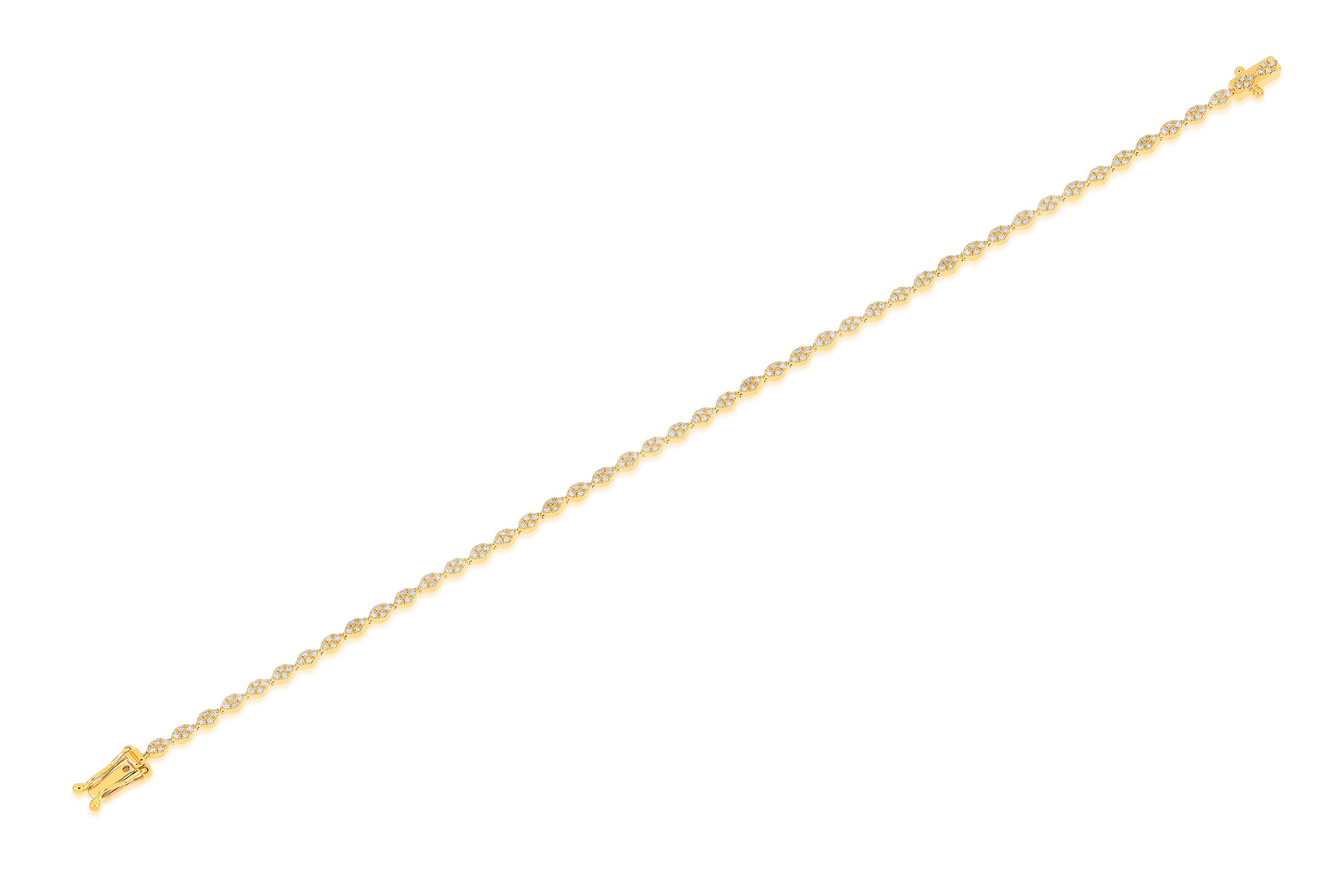 Pave Diamond Marquise Eternity Bracelet in yellow gold
