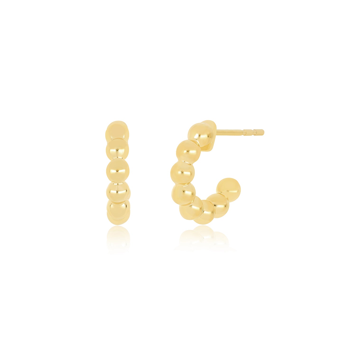 Gold Ball Hoop Earrings in 14k yellow gold