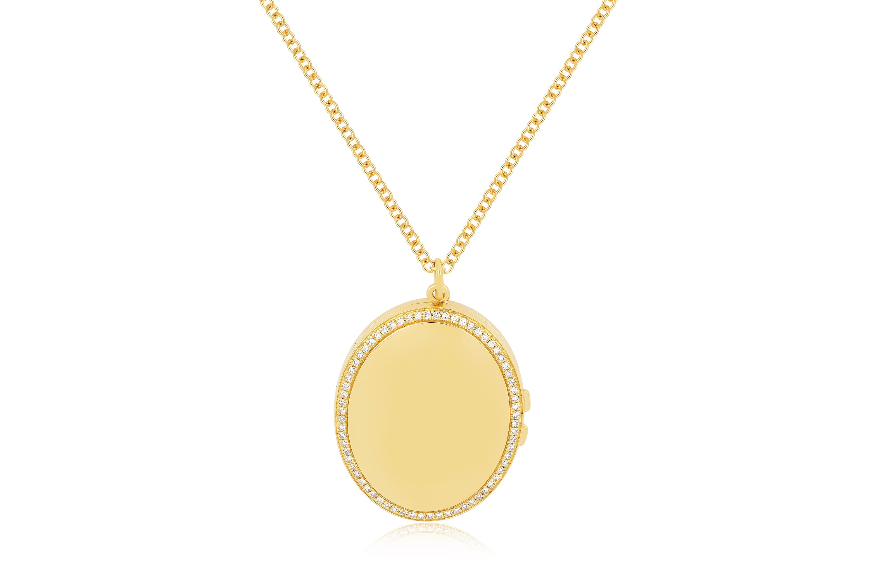 Gold and Diamond Oval Locket Necklace