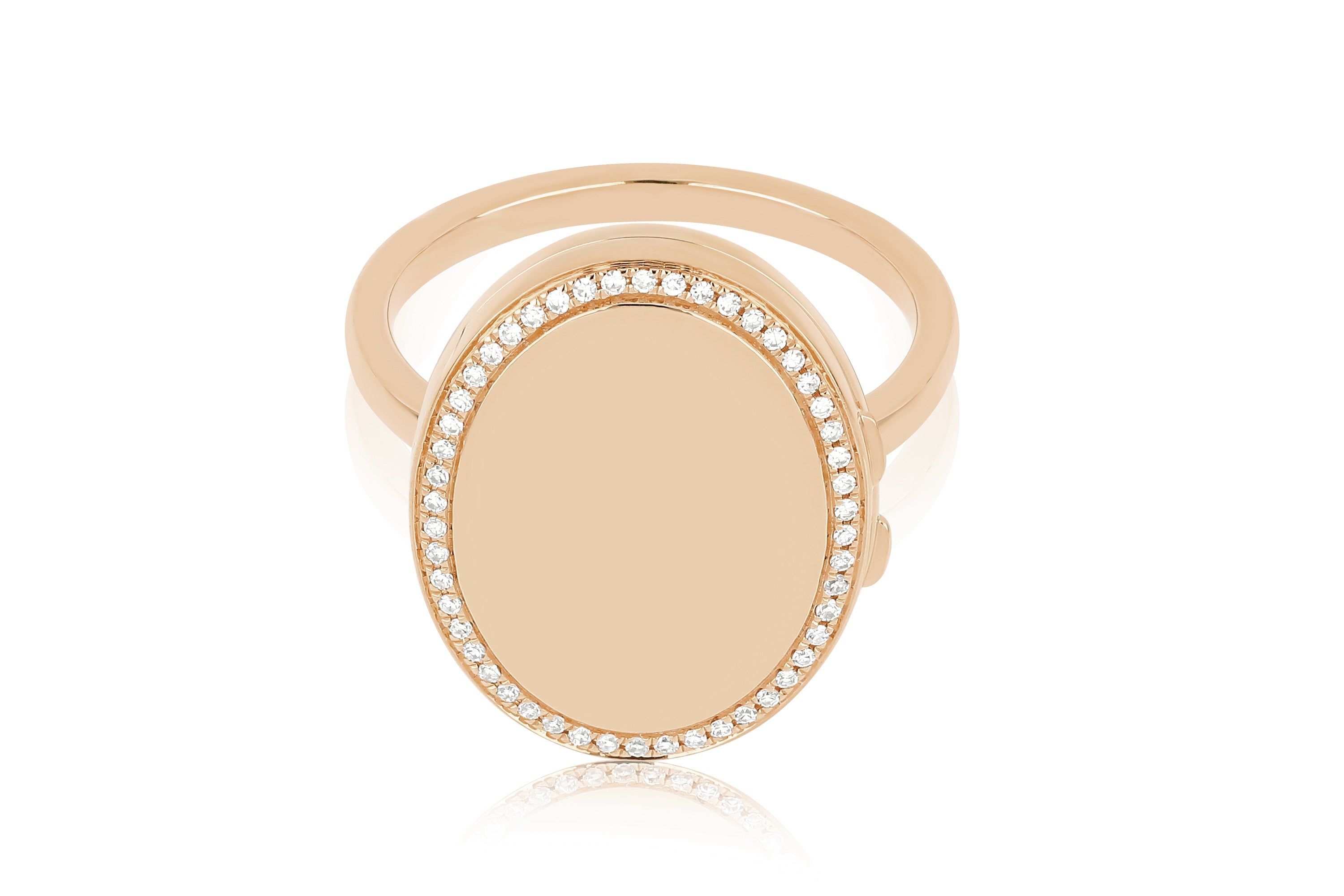 14k Rose Gold oval locket ring