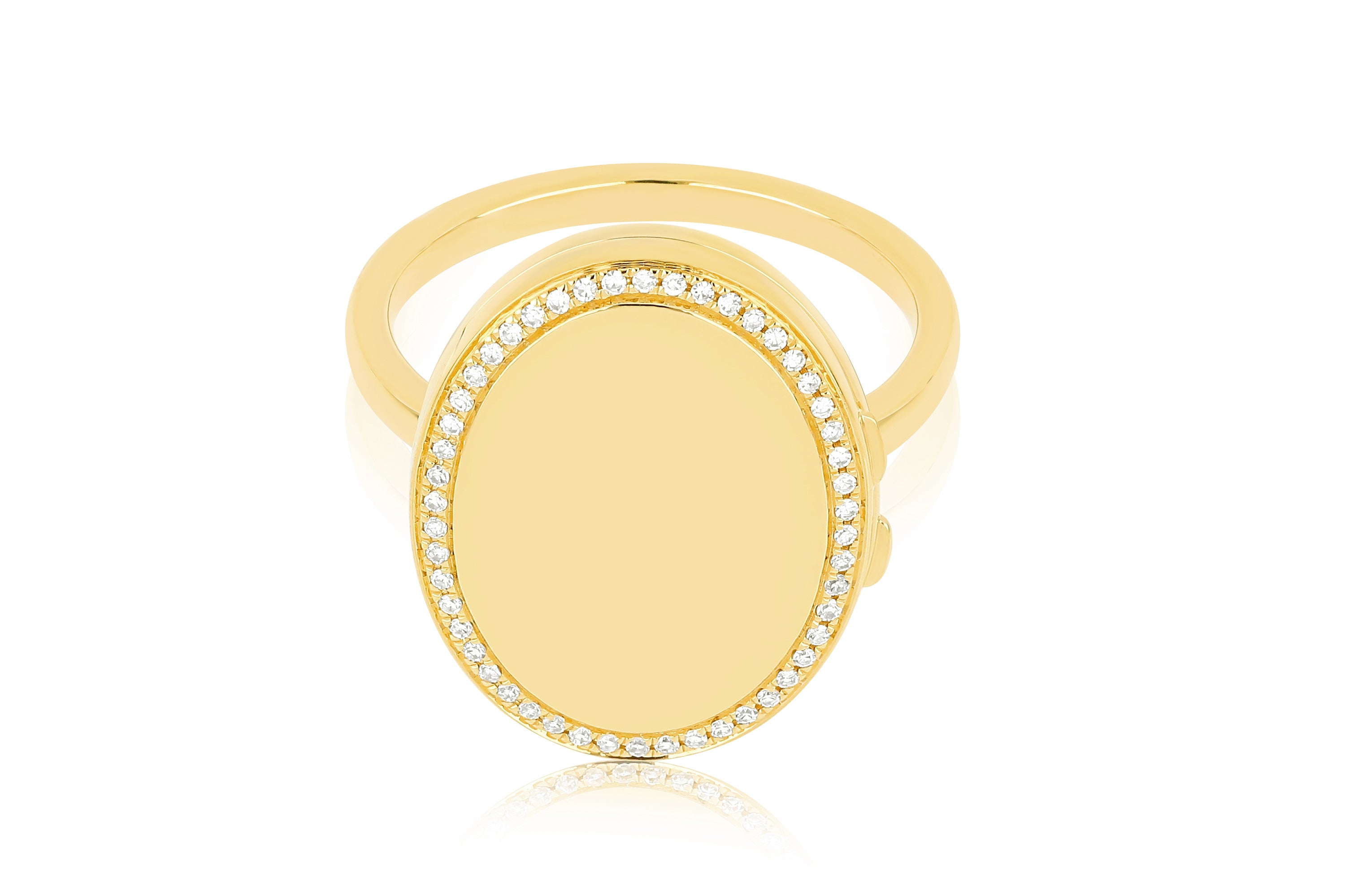 14k Yellow Gold oval locket ring