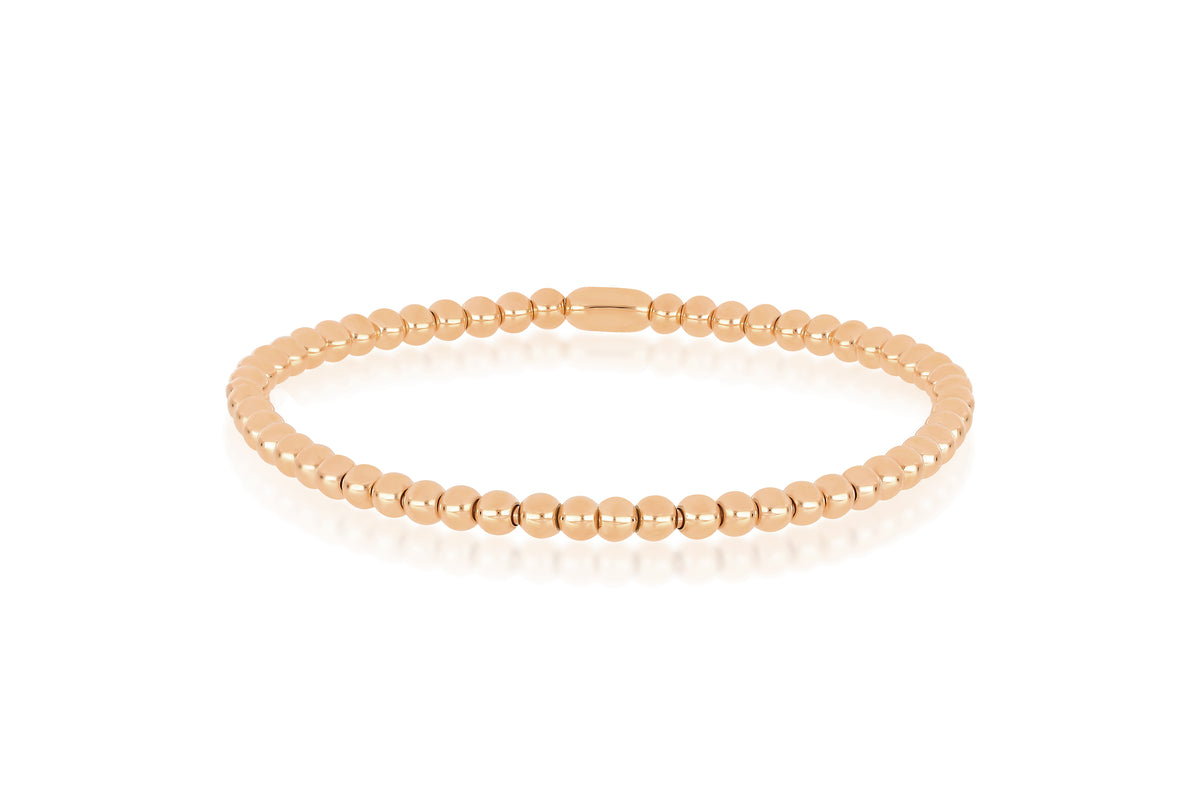  Gold Ball Stretch Bracelet in 14k Rose Gold