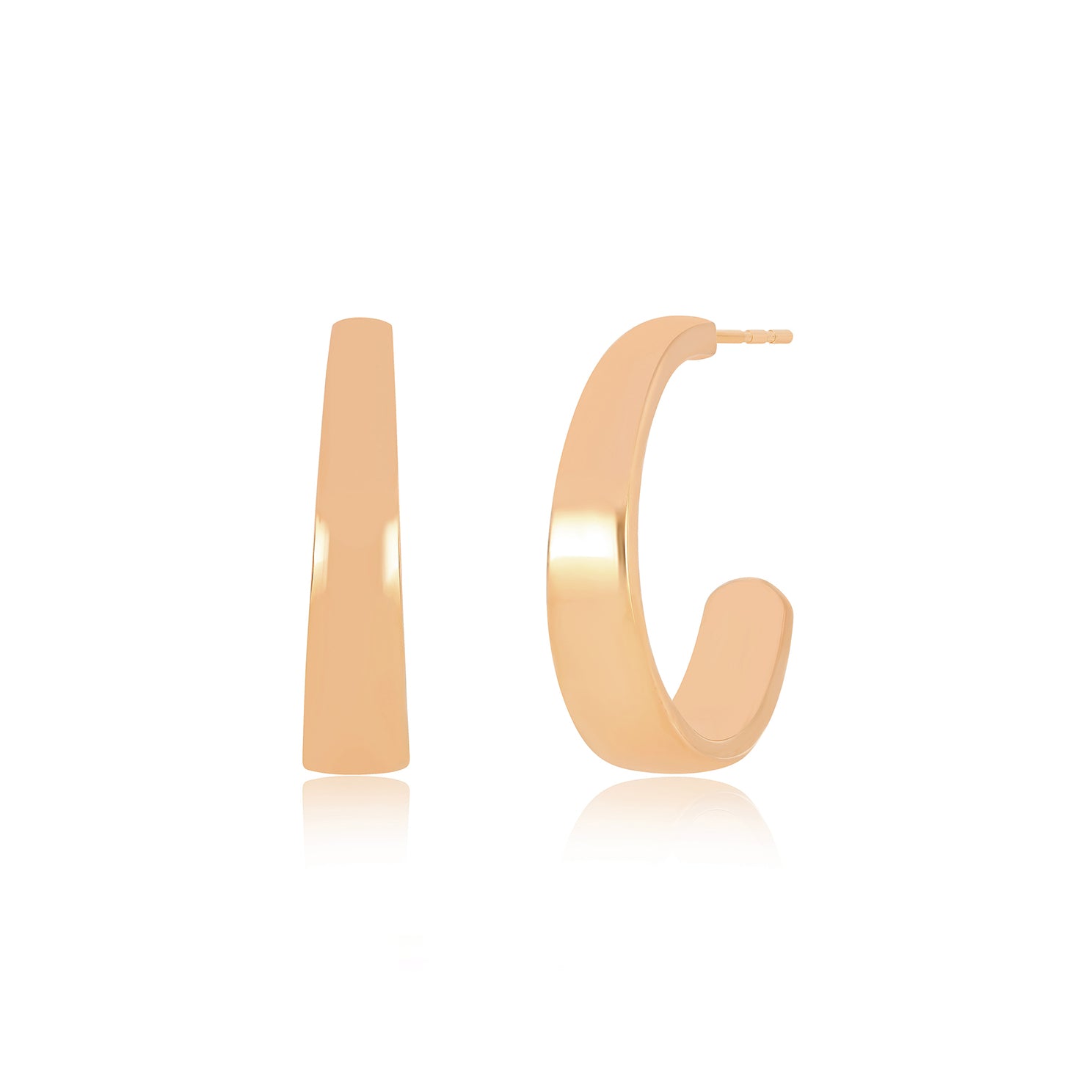 Tapered Gold Hoop Earrings in 14k rose gold