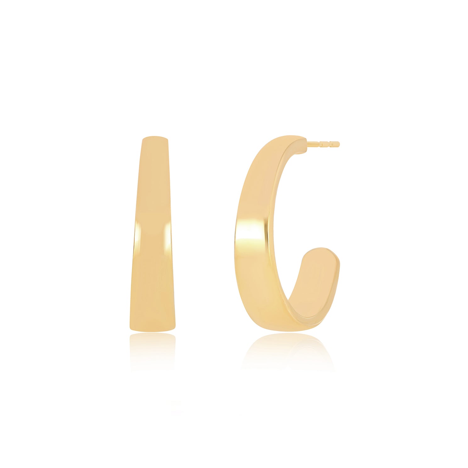 Tapered Gold Hoop Earrings in 14k yellow gold