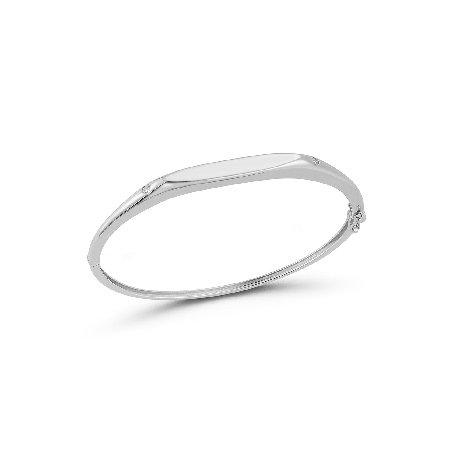 Gold Bangle with Diamond Detail in 14k white gold