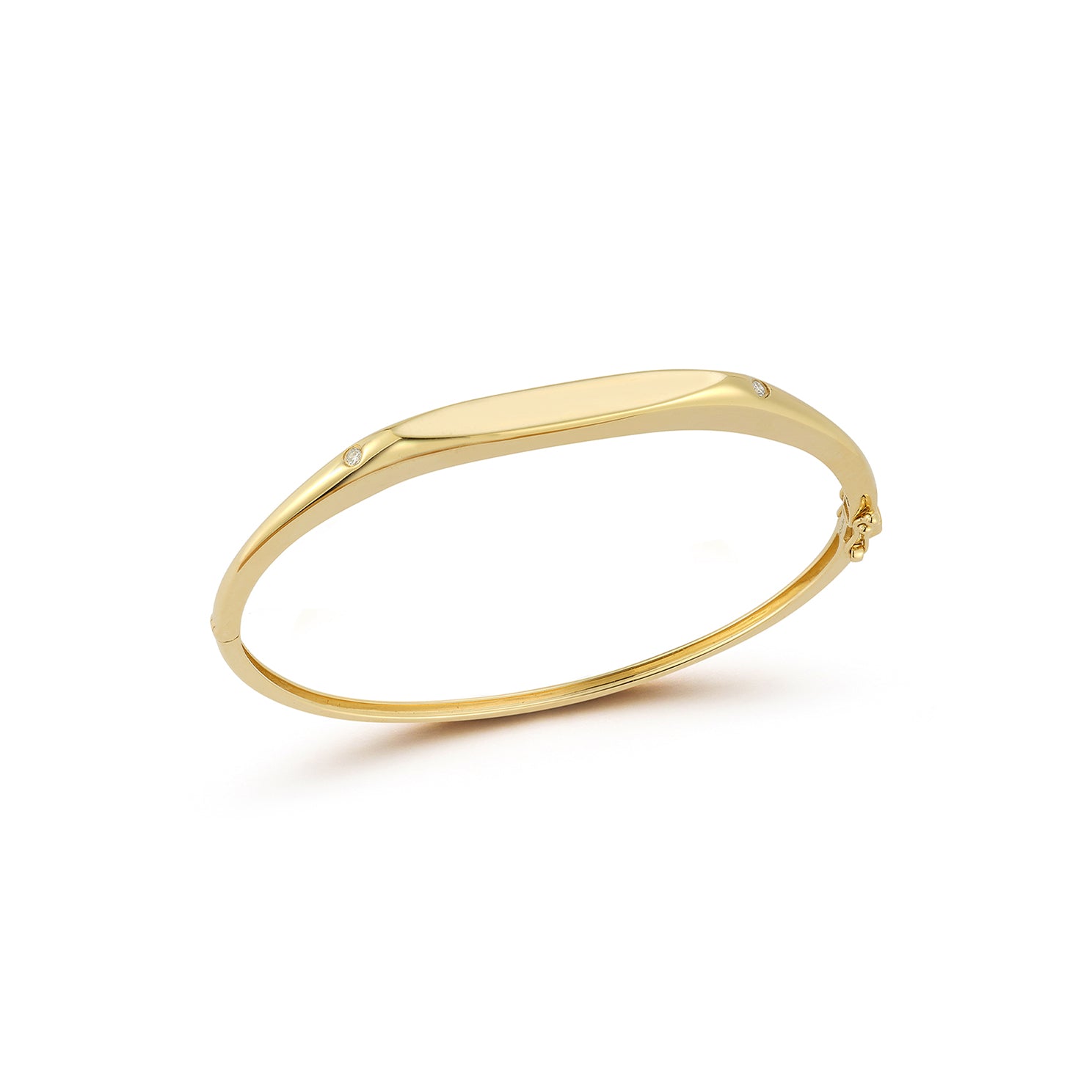 Gold Bangle with Diamond Detail in 14k yellow gold