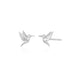 Mini Hummingbird Stud Earring With Diamond Eye in 14k white gold