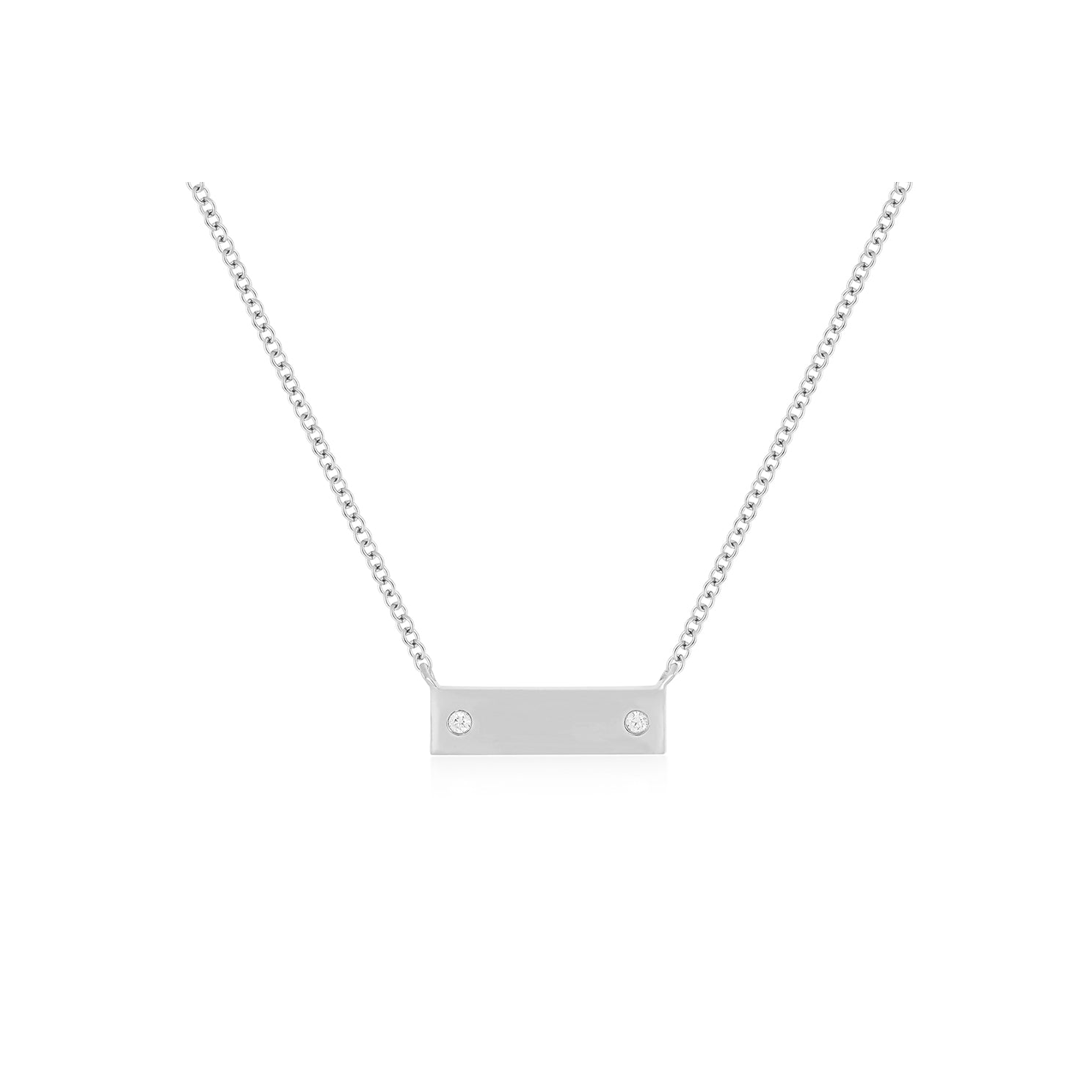 Mini Nameplate Necklace in 14k white gold