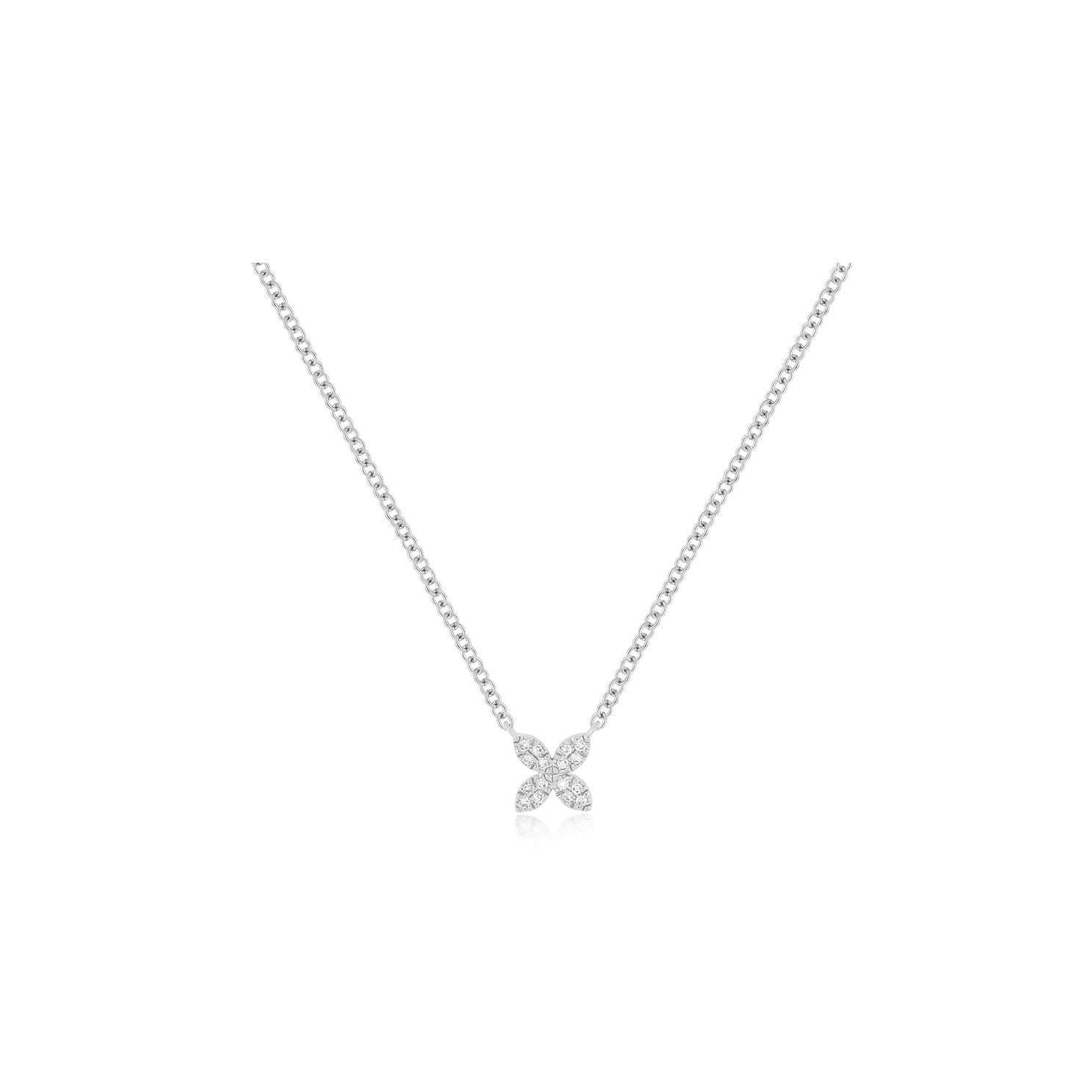 Diamond Blossom Necklace in 14k white gold
