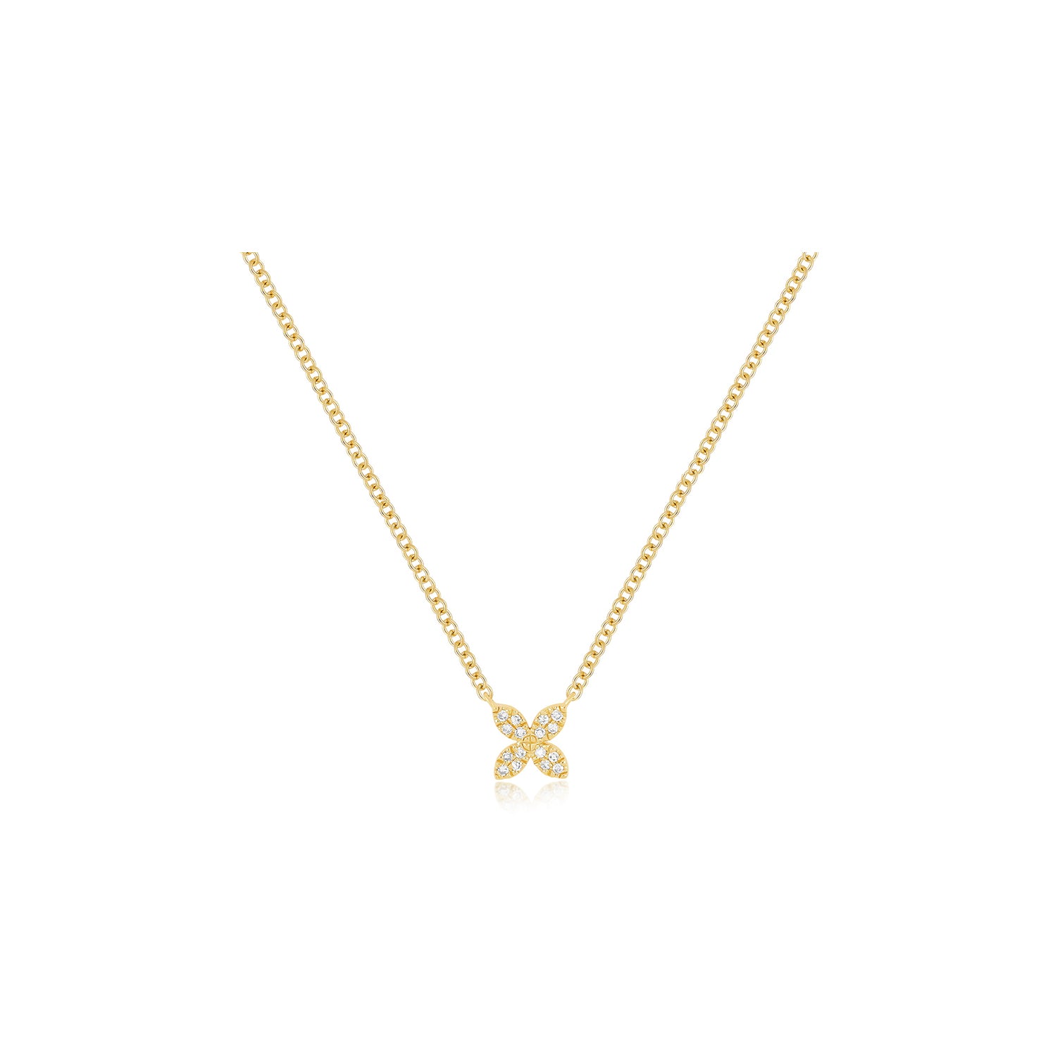 Diamond Blossom Necklace in 14k yellow gold