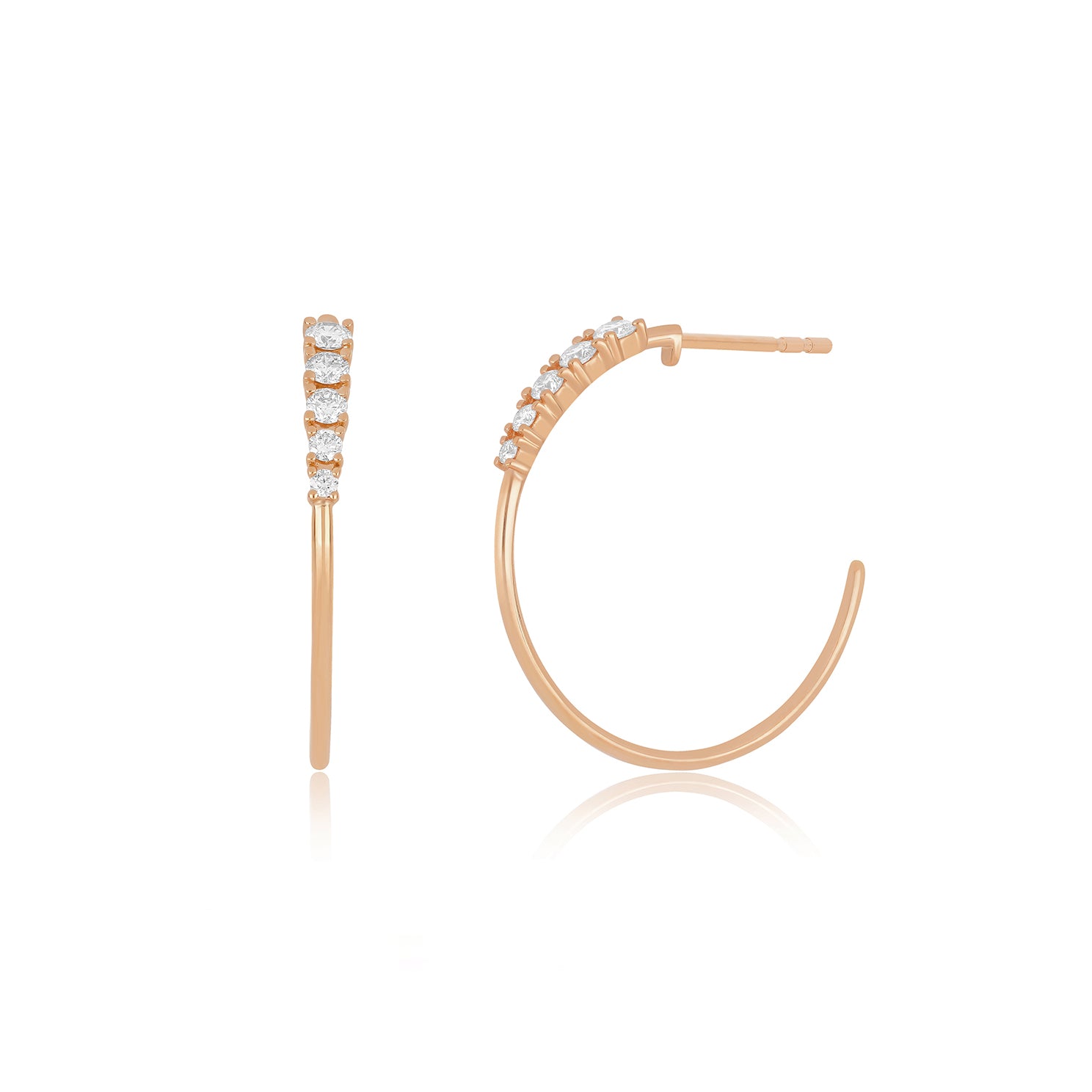 Diamond & Gold Hoop Earrings in 14k rose gold