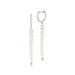 Diamond & Graduated Pearl Drop Earrings in 14k white gold