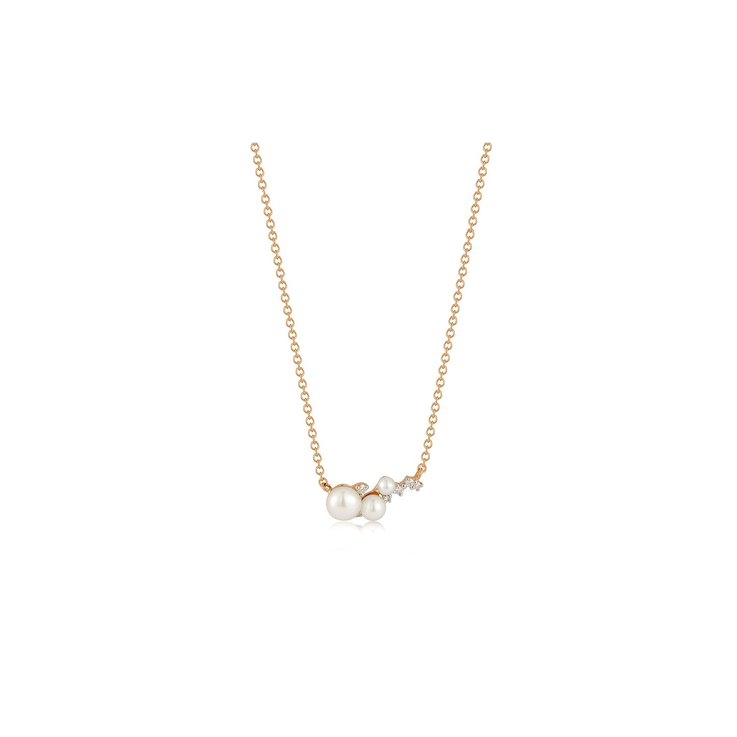 Diamond & Pearl Necklace in 14k rose gold