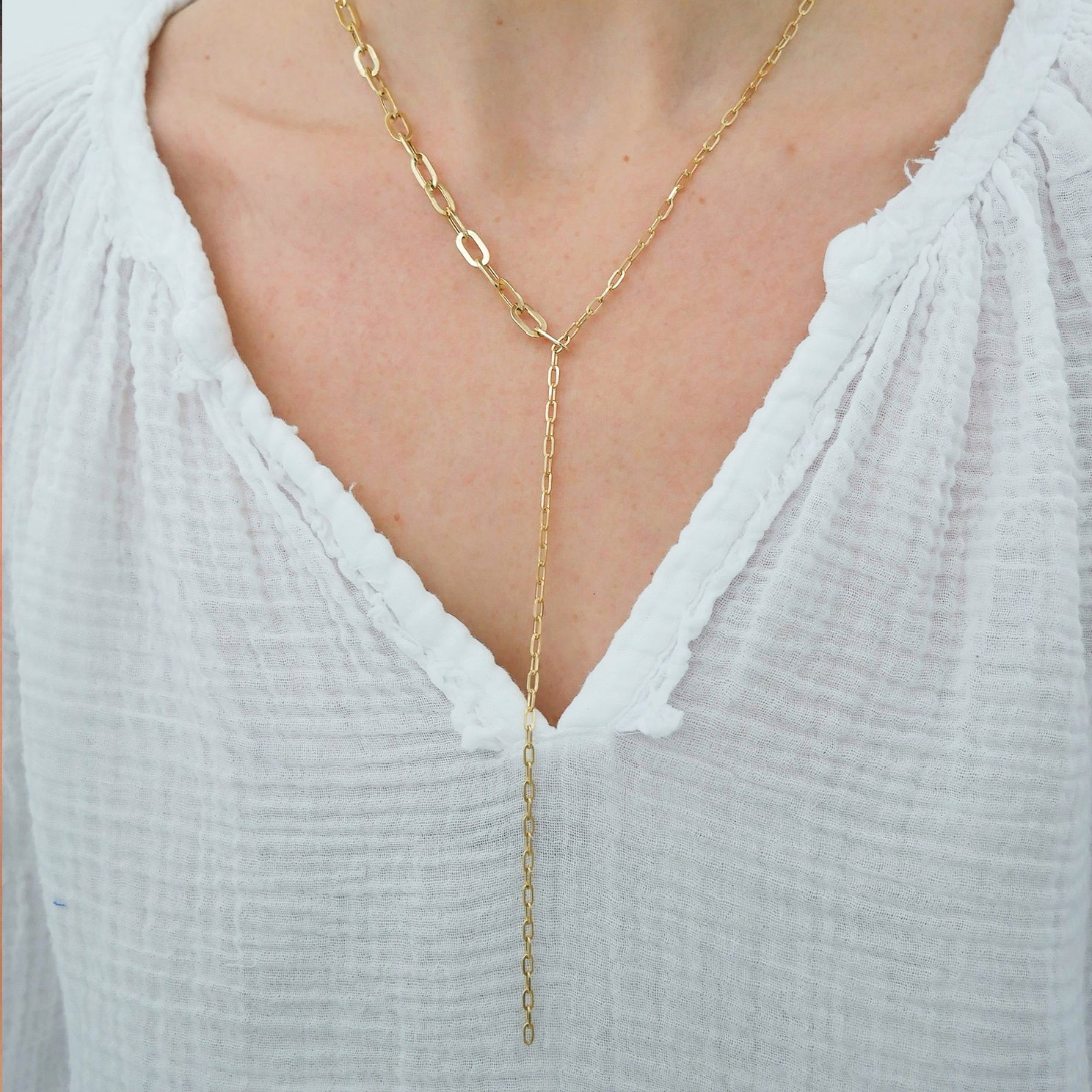 Chain link lariat necklace outlet