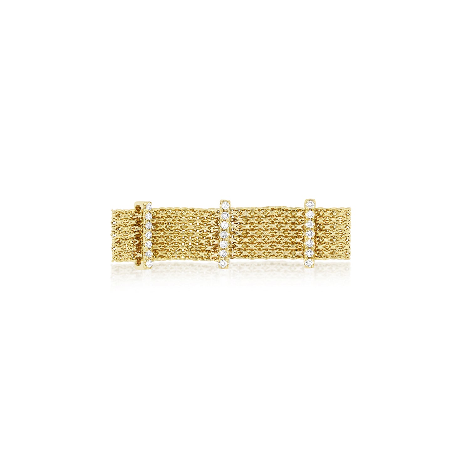 Diamond Bar Mesh Ring in 14k yellow gold