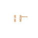 Diamond & Gold Fluted Bar Stud Earring in 14k rose gold