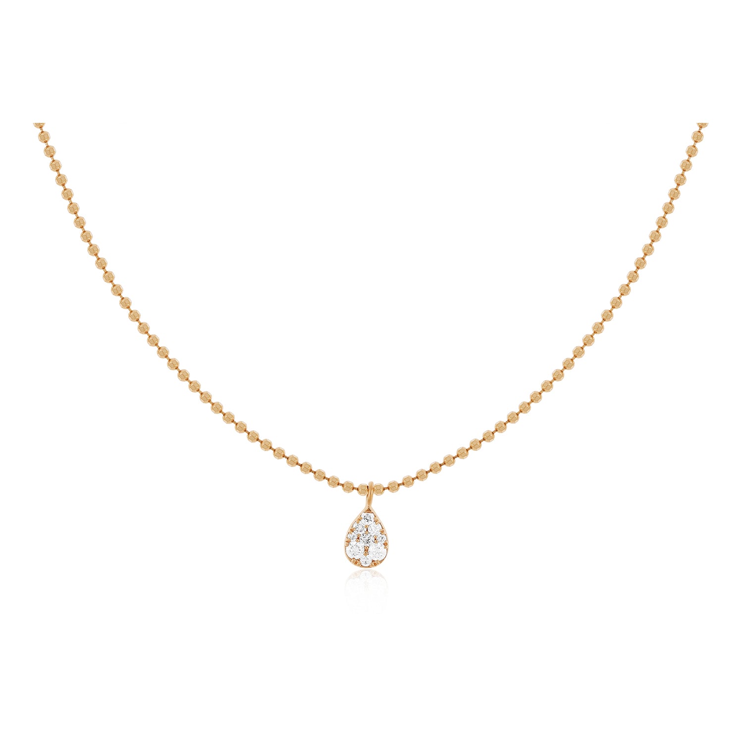Full Cut Diamond Teardrop Necklace in 14k rose gold