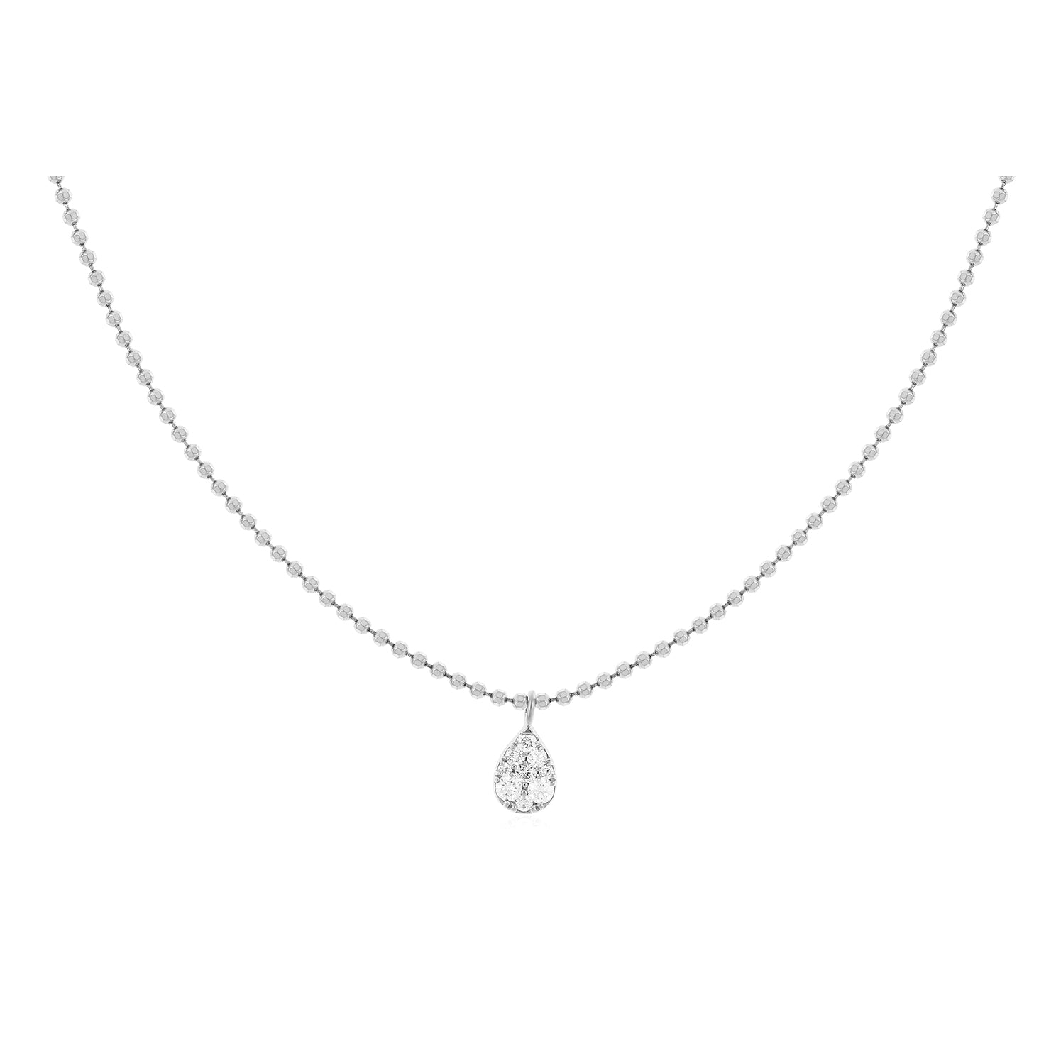 Full Cut Diamond Teardrop Necklace in 14k white gold