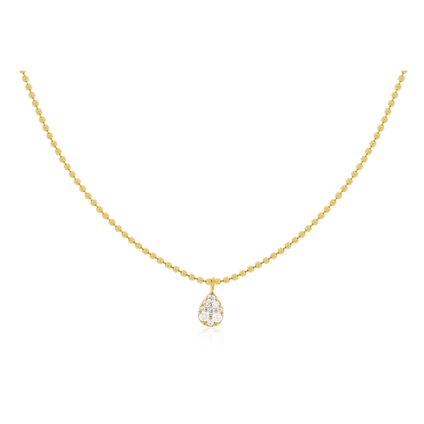 Full Cut Diamond Teardrop Necklace in 14k yellow gold