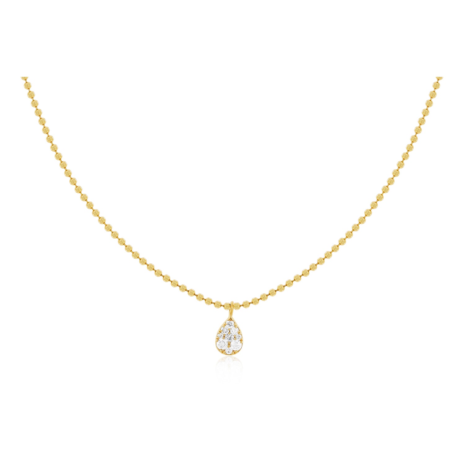 Full Cut Diamond Teardrop Necklace in 14k yellow gold