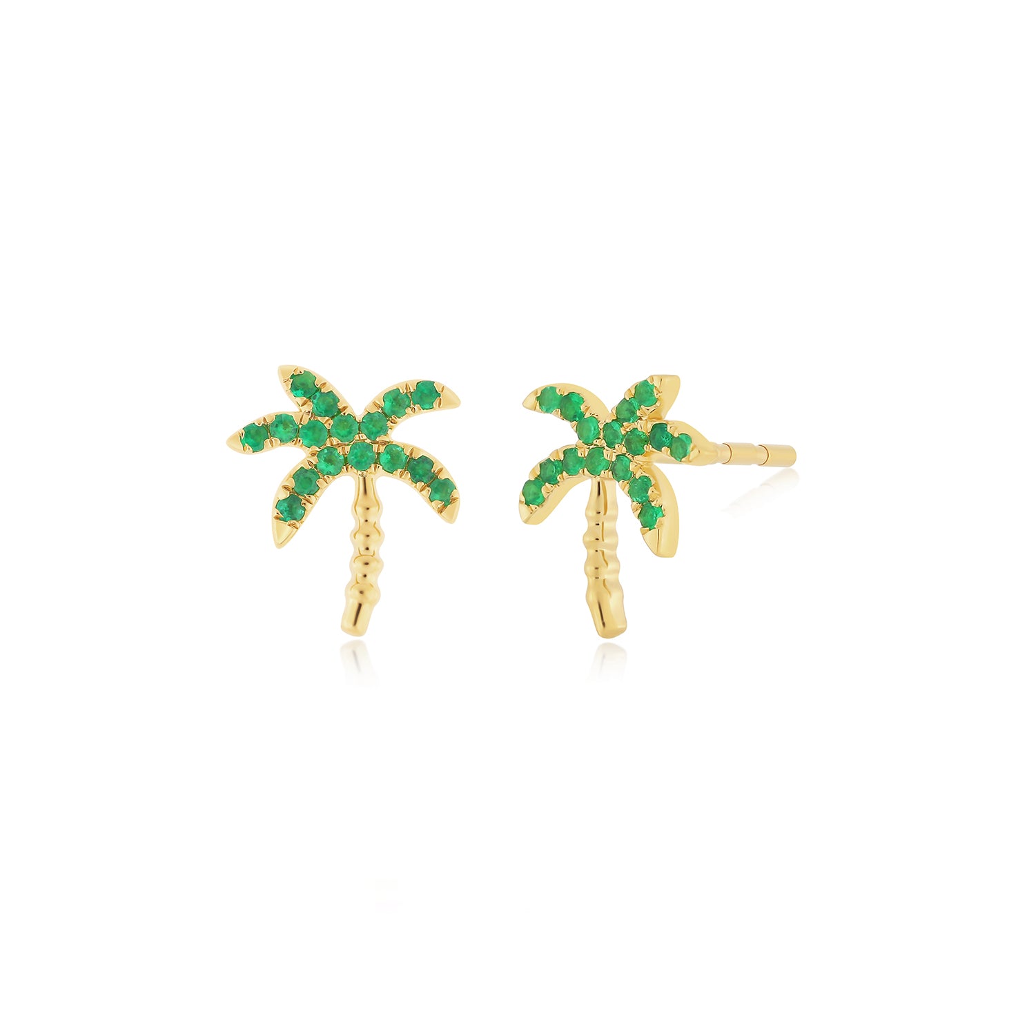 Emerald Wild Palm Stud Earring in 14k yellow gold