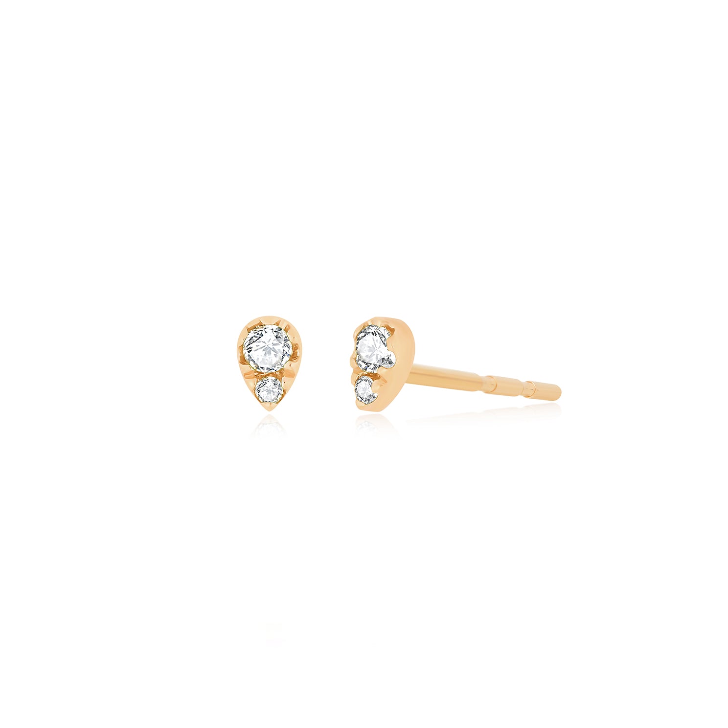 Full Cut Diamond Mini Teardrop Stud Earring in 14k rose gold
