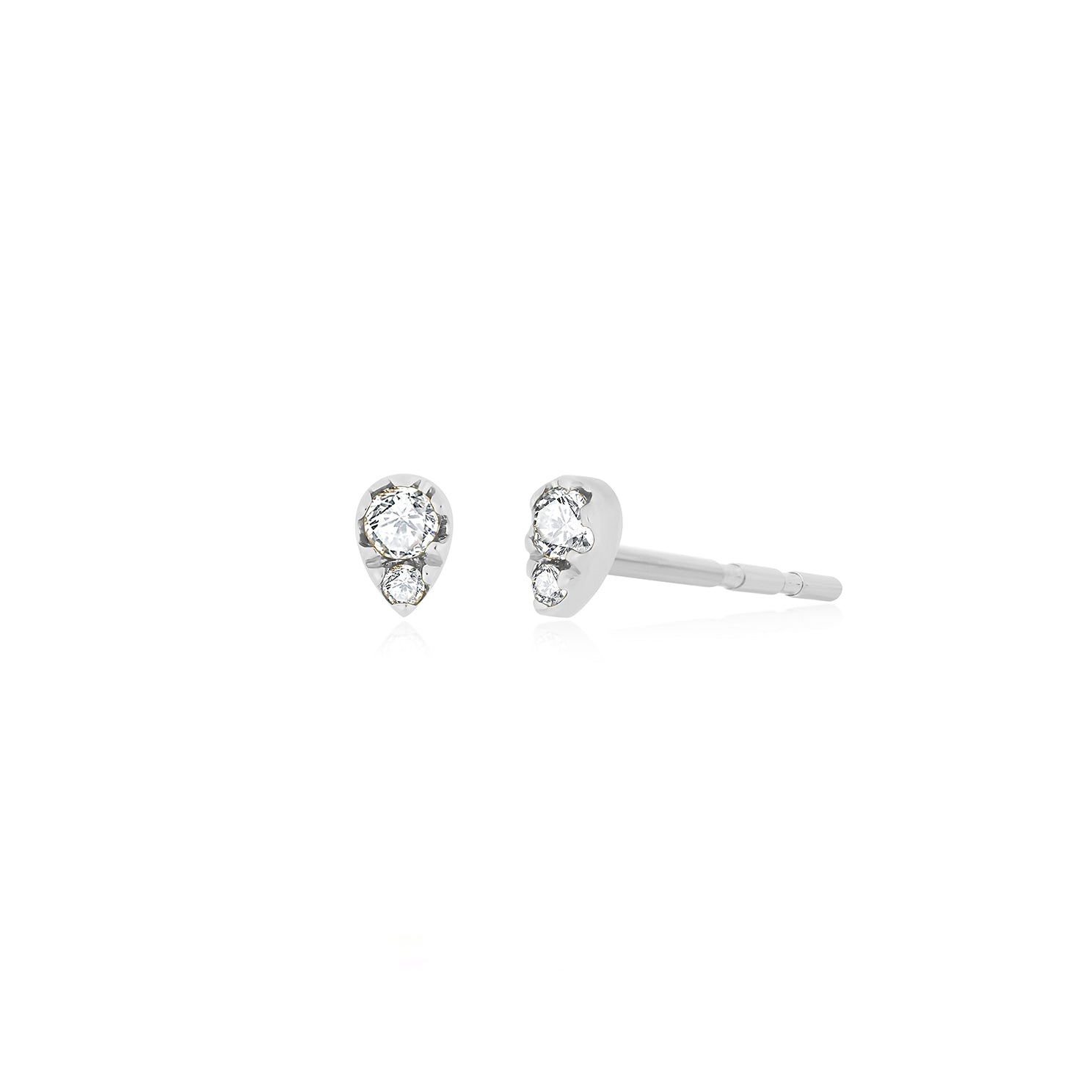 Full Cut Diamond Mini Teardrop Stud Earring in 14k white gold