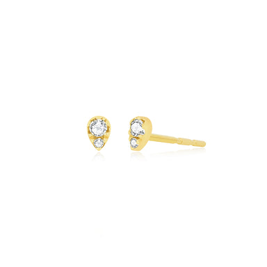 Full Cut Diamond Mini Teardrop Stud Earring in 14k yellow gold