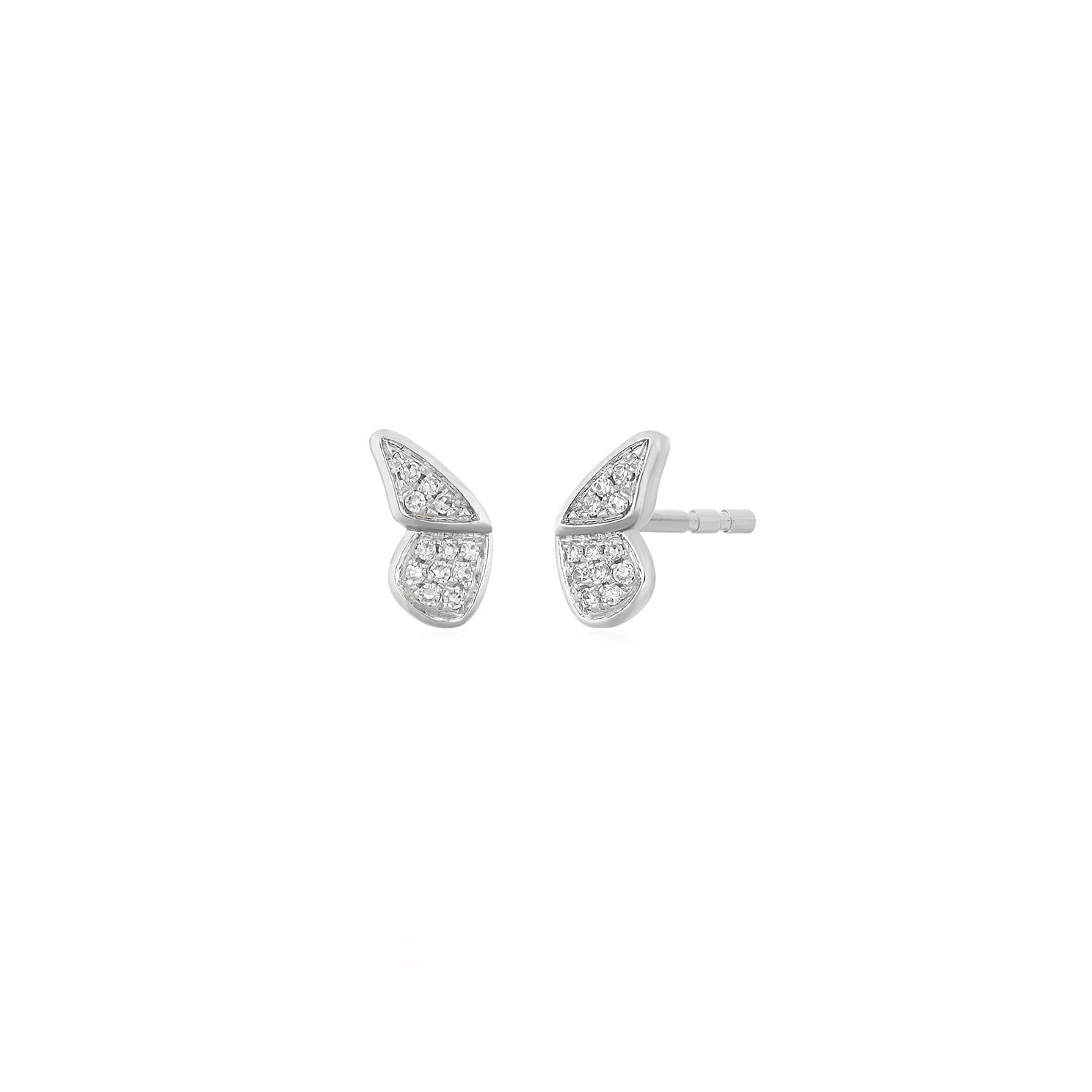 Diamond Flutter Stud Earrings in 14k white gold