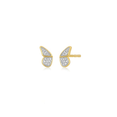 Diamond Flutter Stud Earrings in 14k yellow gold