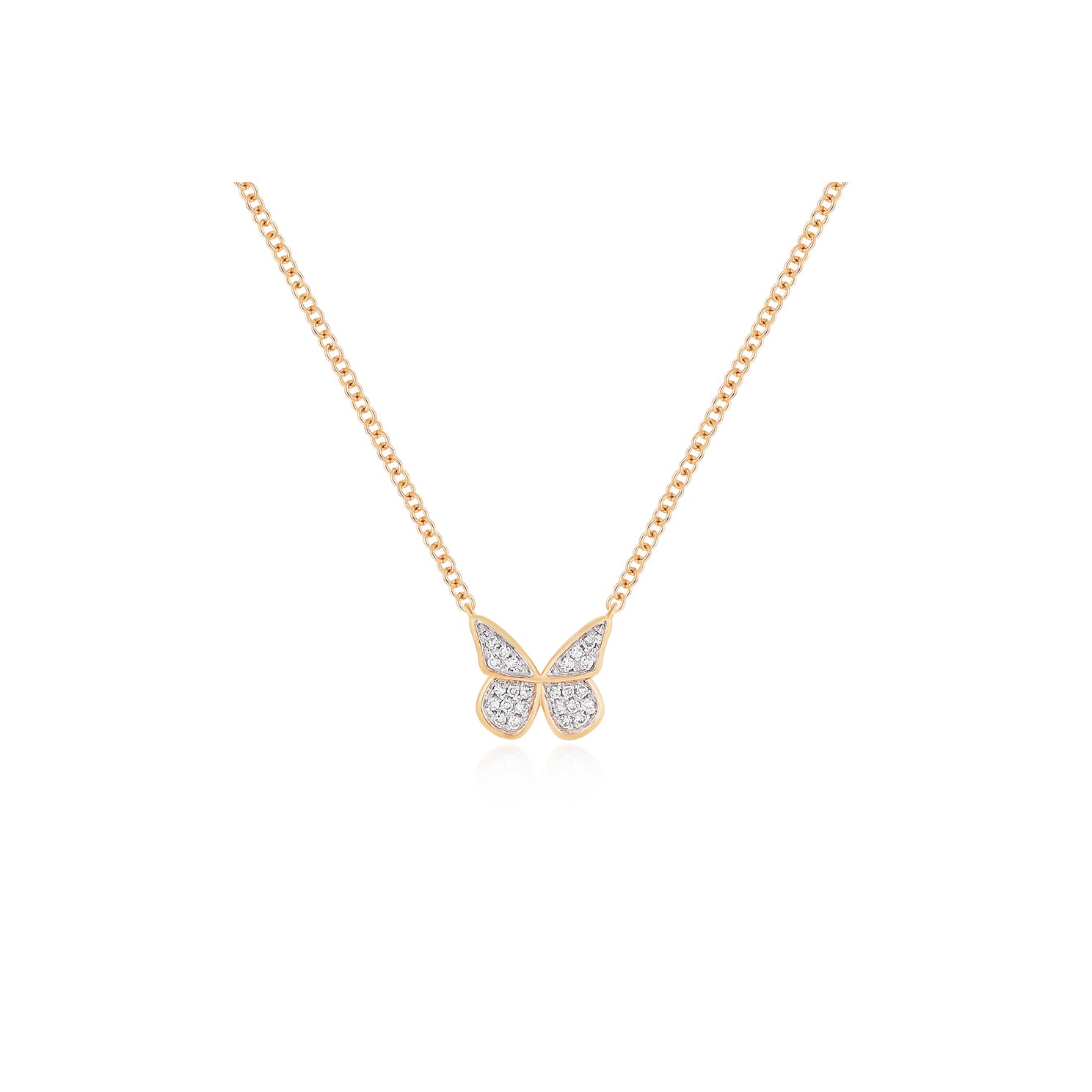 Diamond Flutter Necklace in 14k rose gold