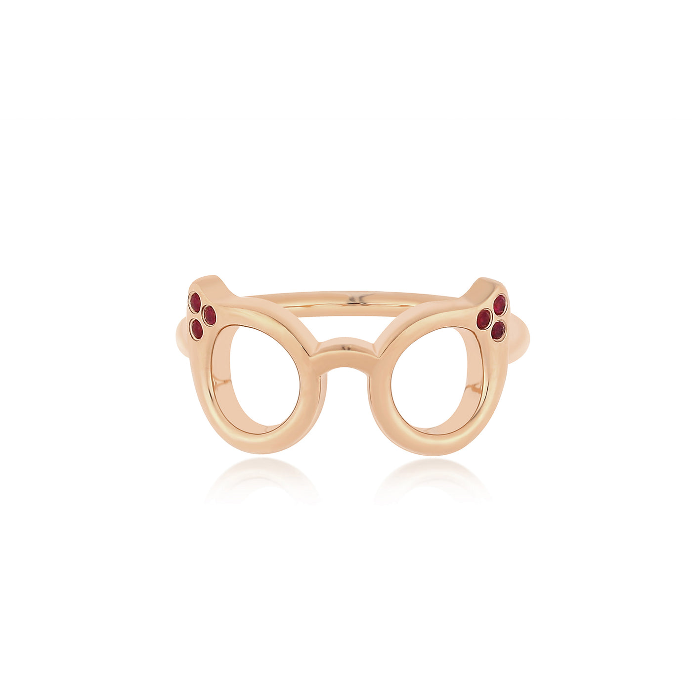 Evan's Sunnies Ring with Rubies in 14k rose gold