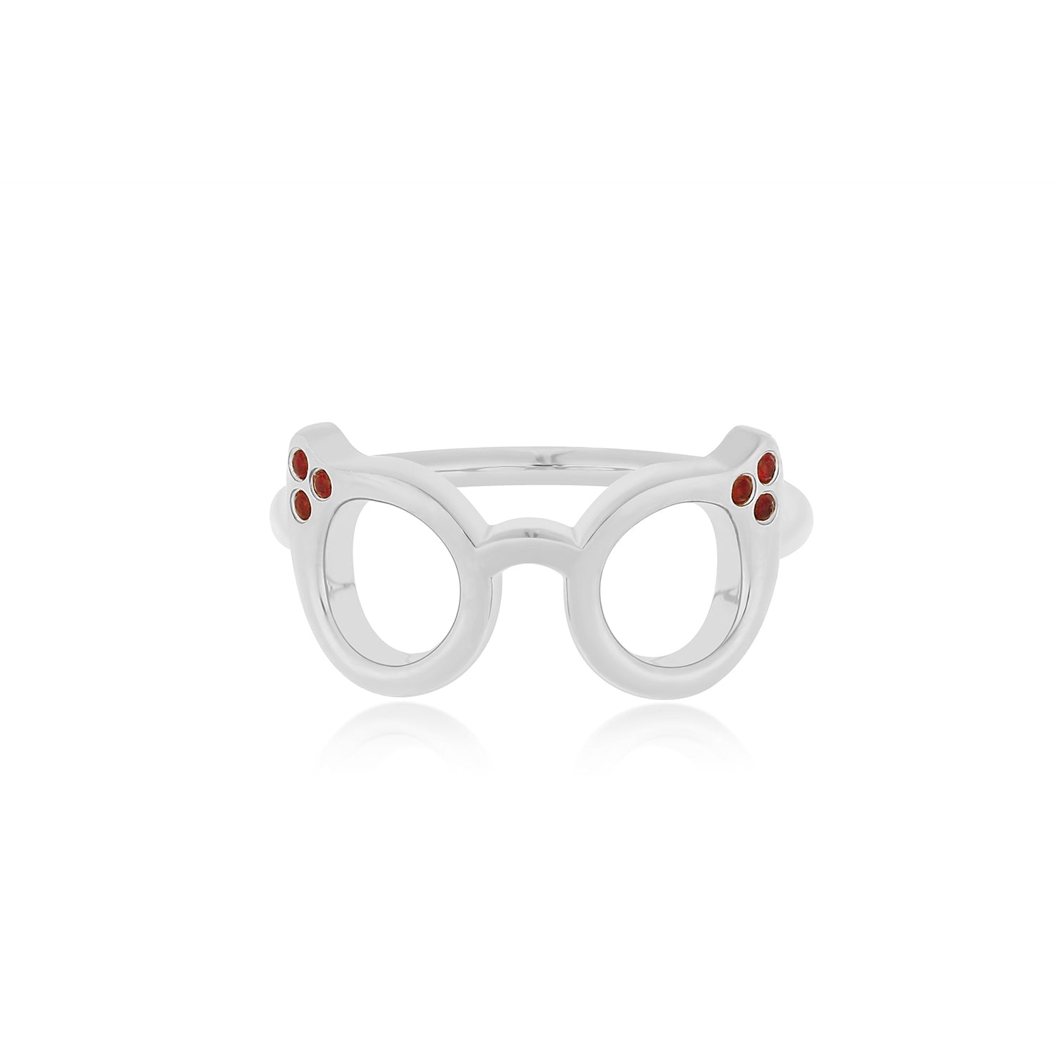 Evan's Sunnies Ring with Rubies in 14k white gold