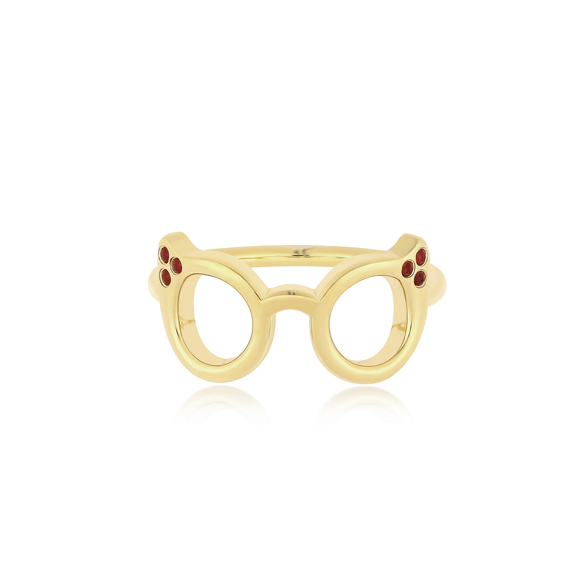 Evan's Sunnies Ring with Rubies in 14k yellow gold