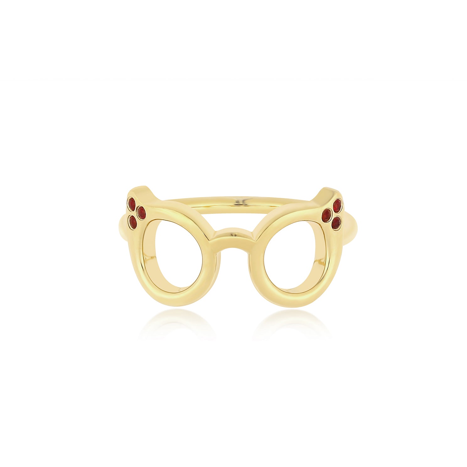 Evan's Sunnies Ring with Rubies in 14k yellow gold