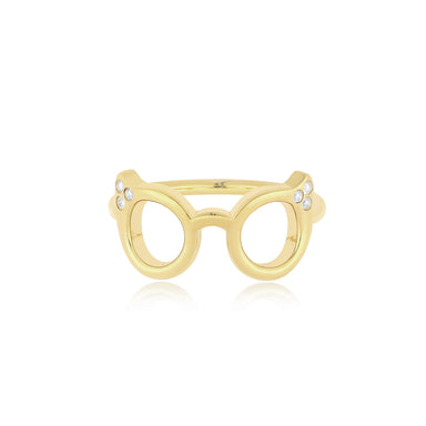 Evan's Sunnies Ring with Diamonds in 14k yellow gold