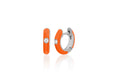 Diamond Orange Enamel Huggie Earring in 14k white gold