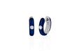 Diamond Navy Enamel Huggie Earring in 14k white gold
