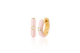 Diamond Blush Enamel Huggie Earring in 14k yellow gold
